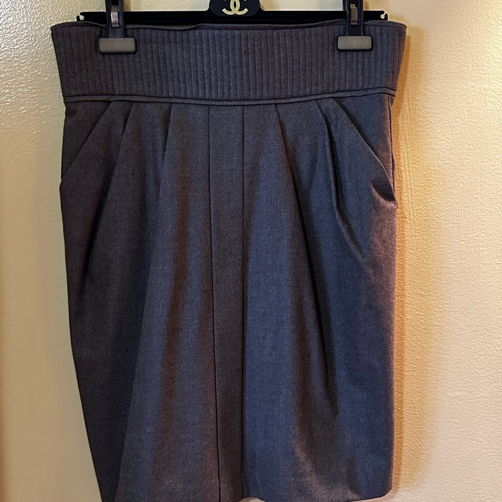 Holt Renfrew Grey Skirt High Waist Pleated Tailored Classic